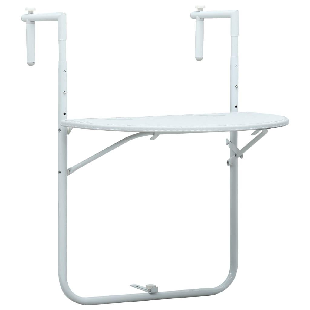 Hængende altanbord 60 x 64 x 83,5 cm plastik rattanlook hvid