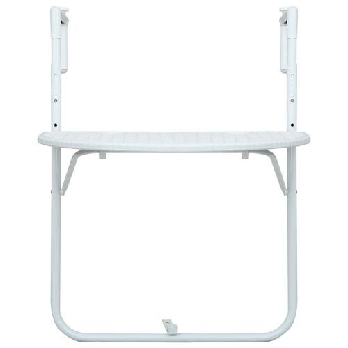 Hængende altanbord 60 x 64 x 83,5 cm plastik rattanlook hvid