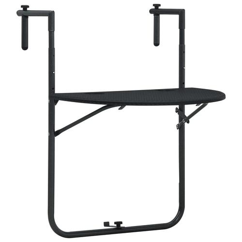 Hængende altanbord 60 x 64 x 83,5 cm plastik rattanlook sort