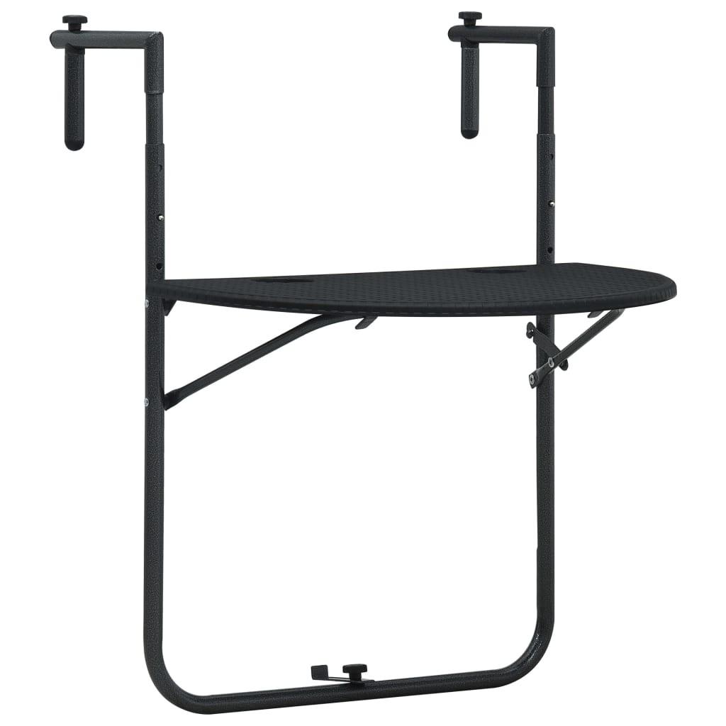 Hængende altanbord 60 x 64 x 83,5 cm plastik rattanlook sort