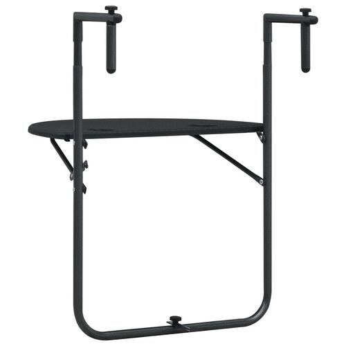 Hængende altanbord 60 x 64 x 83,5 cm plastik rattanlook sort