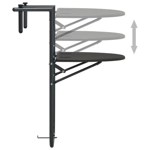 Hængende altanbord 60 x 64 x 83,5 cm plastik rattanlook brun