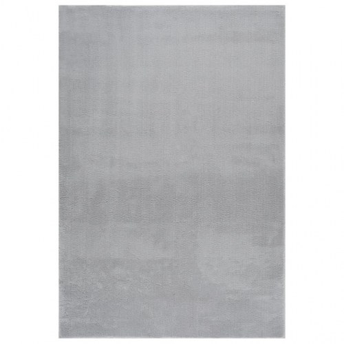 Gulvtæppe 160 x 230 cm blødt plys skridsikkert vaskbart lysegrå