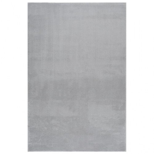 Gulvtæppe 200x290 cm blødt plys skridsikkert vaskbart lysegrå