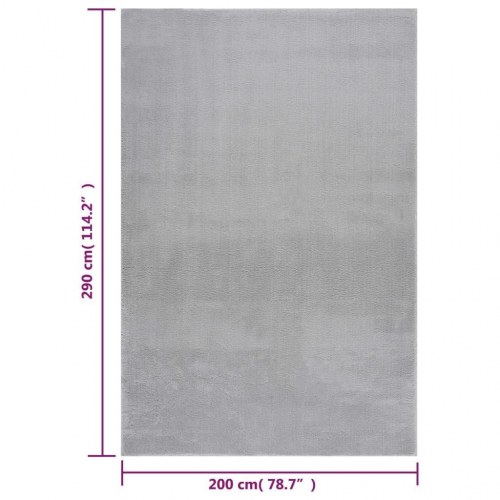 Gulvtæppe 200x290 cm blødt plys skridsikkert vaskbart lysegrå
