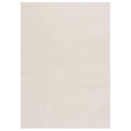 Gulvtæppe 120x170 cm blødt plys skridsikkert og vaskbart creme
