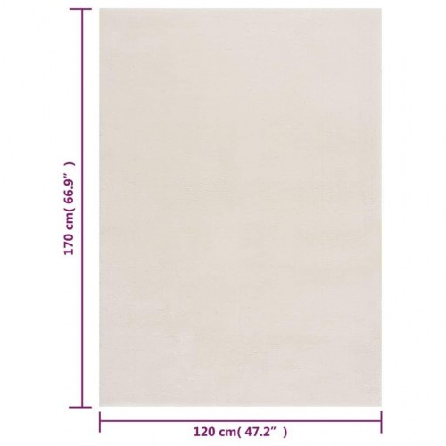 Gulvtæppe 120x170 cm blødt plys skridsikkert og vaskbart creme