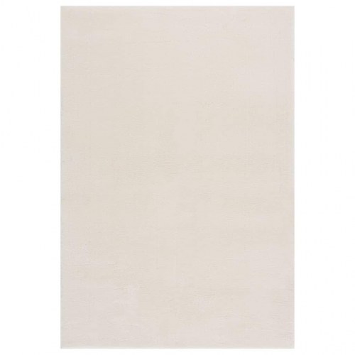 Gulvtæppe 160x230 cm blødt plys skridsikkert og vaskbart creme