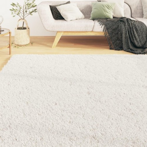 Gulvtæppe 160x230 cm blødt plys skridsikkert og vaskbart creme