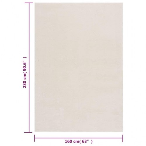 Gulvtæppe 160x230 cm blødt plys skridsikkert og vaskbart creme