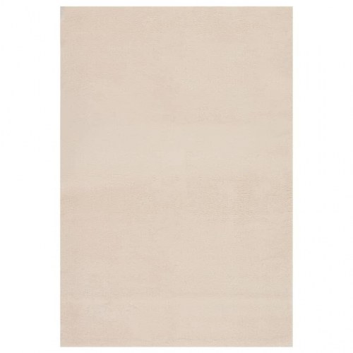 Gulvtæppe 160x230 cm blødt plys skridsikkert og vaskbart beige
