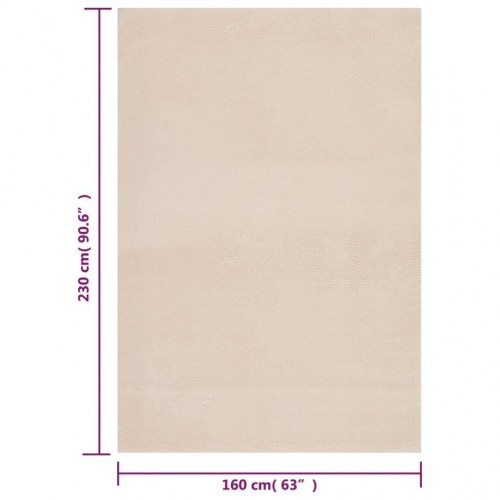 Gulvtæppe 160x230 cm blødt plys skridsikkert og vaskbart beige