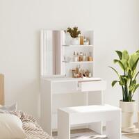 Makeupbord med spejl 74,5x40x141 cm hvid