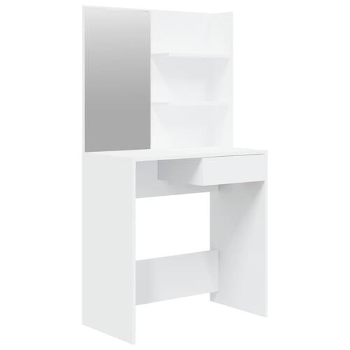 Makeupbord med spejl 74,5x40x141 cm hvid