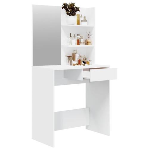Makeupbord med spejl 74,5x40x141 cm hvid