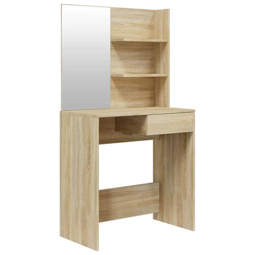 Makeupbord med spejl 74,5x40x141 cm sonoma-eg