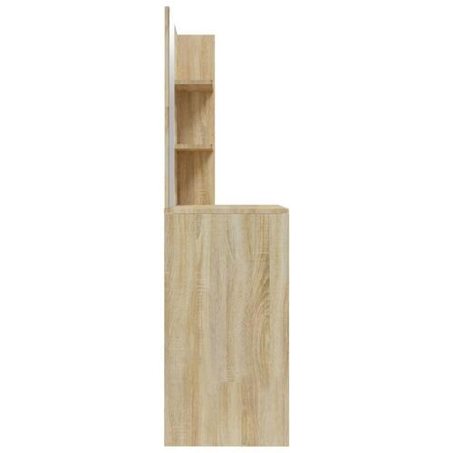 Makeupbord med spejl 74,5x40x141 cm sonoma-eg