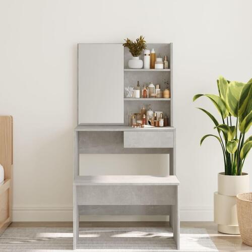 Makeupbord med spejl 74,5x40x141 cm betongrå