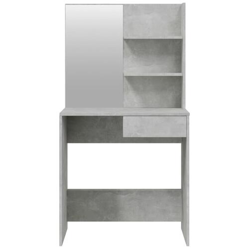 Makeupbord med spejl 74,5x40x141 cm betongrå