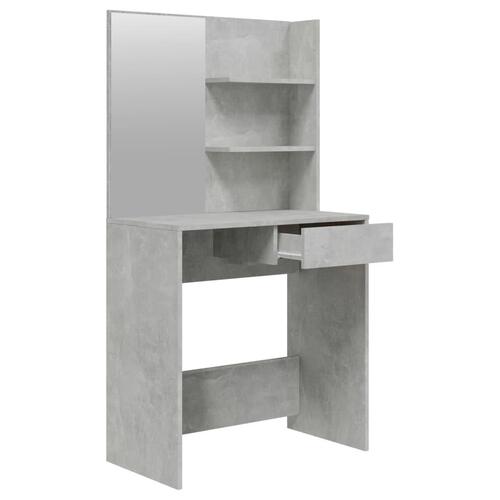 Makeupbord med spejl 74,5x40x141 cm betongrå