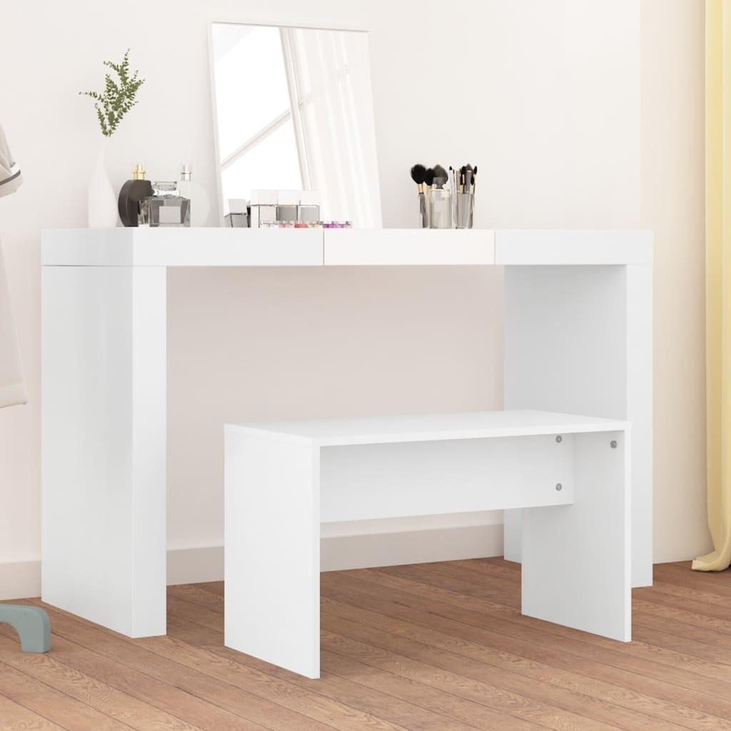 Skammel til makeupbord 70x35x45 cm konstrueret træ hvid