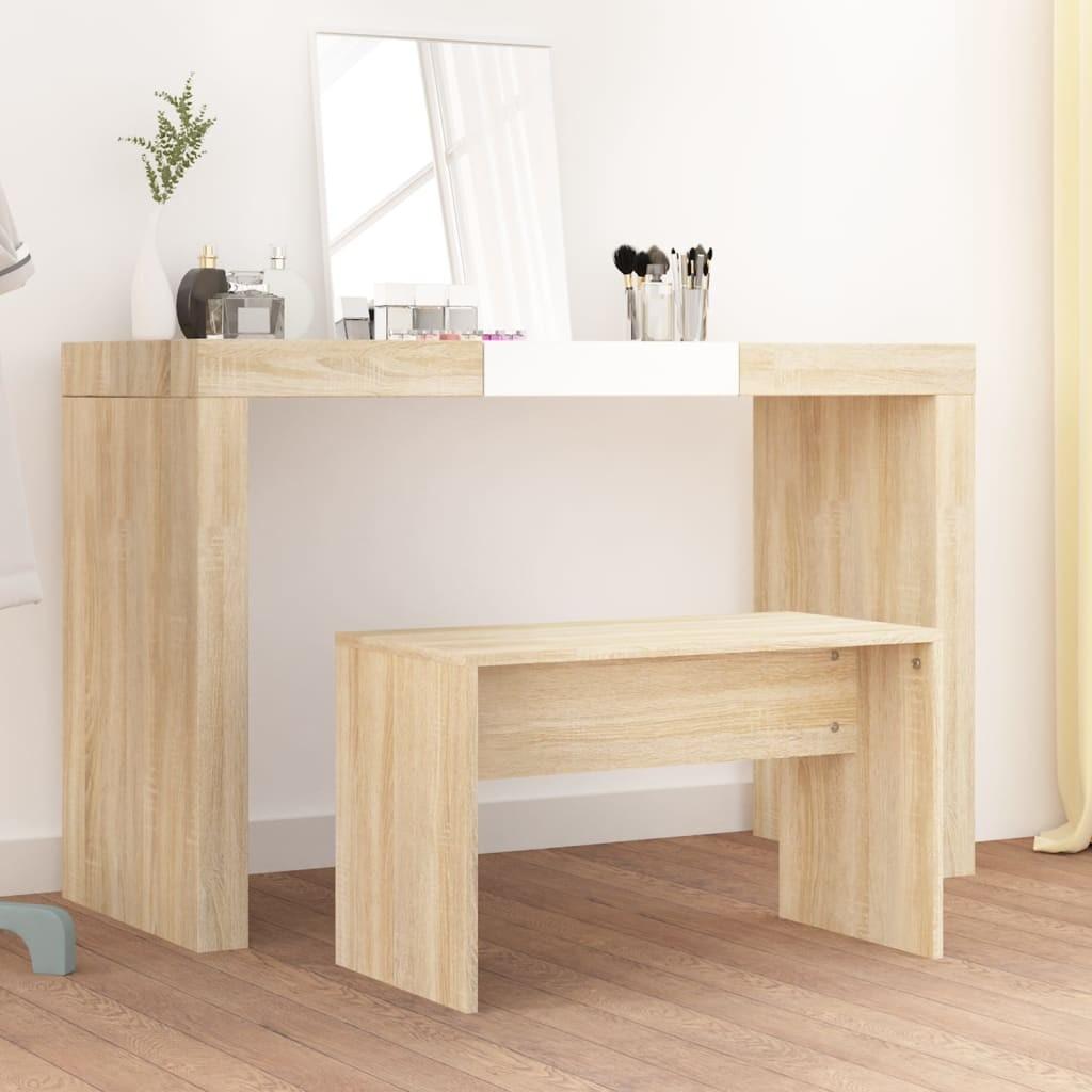 Skammel til makeupbord 70x35x45 cm konstrueret træ sonoma-eg