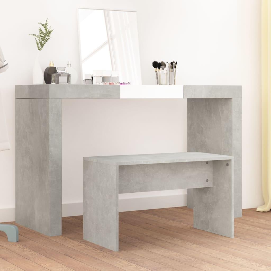 Skammel til makeupbord 70x35x45 cm konstrueret træ betongrå