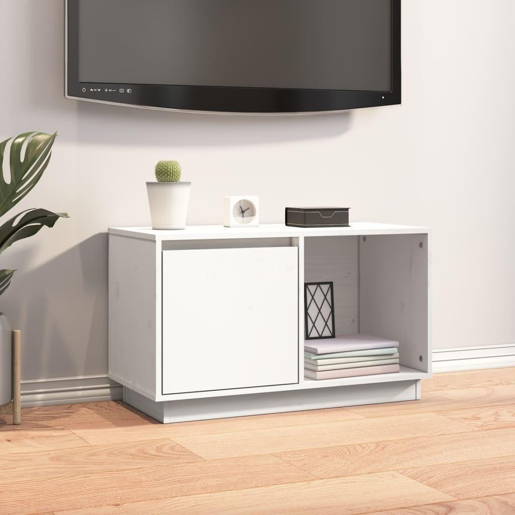 Tv-bord 74x35x44 cm massivt fyrretræ hvid