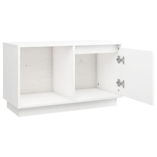 Tv-bord 74x35x44 cm massivt fyrretræ hvid