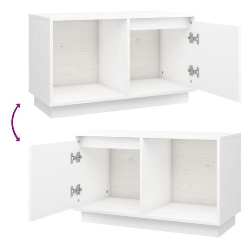 Tv-bord 74x35x44 cm massivt fyrretræ hvid