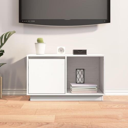 Tv-bord 74x35x44 cm massivt fyrretræ hvid