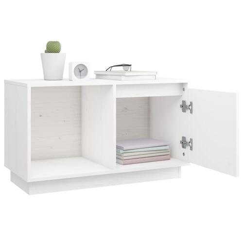 Tv-bord 74x35x44 cm massivt fyrretræ hvid