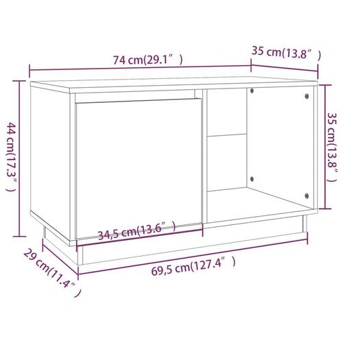 Tv-bord 74x35x44 cm massivt fyrretræ hvid