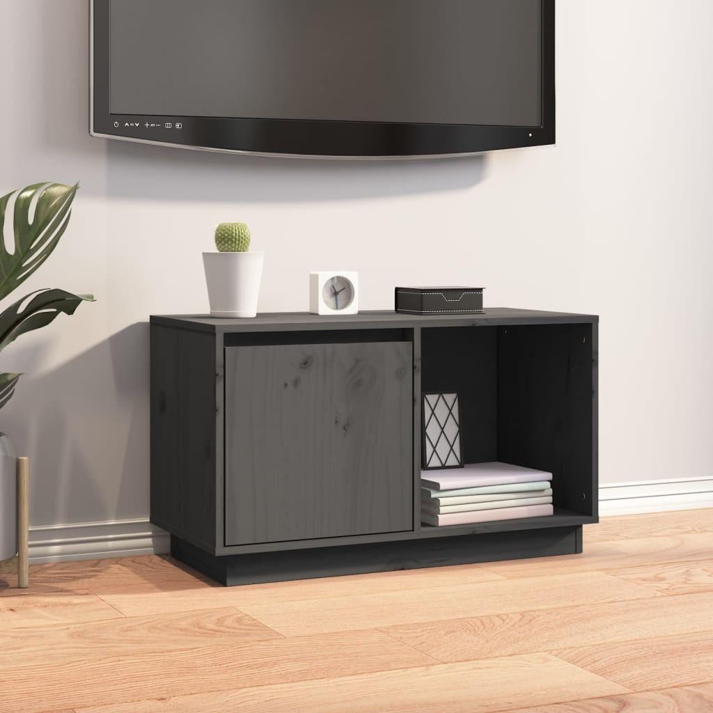 Tv-bord 74x35x44 cm massivt fyrretræ grå