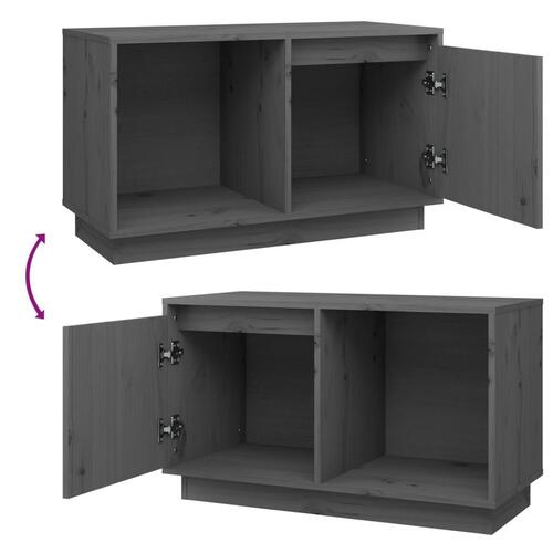 Tv-bord 74x35x44 cm massivt fyrretræ grå