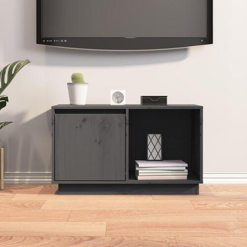 Tv-bord 74x35x44 cm massivt fyrretræ grå