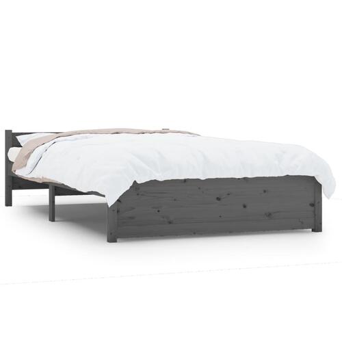 Sengeramme 135x190 cm Double massivt fyrretræ grå