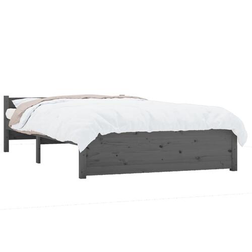 Sengeramme 135x190 cm Double massivt fyrretræ grå