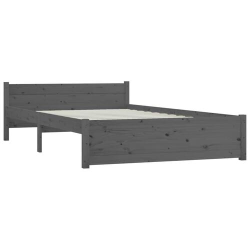 Sengeramme 135x190 cm Double massivt fyrretræ grå
