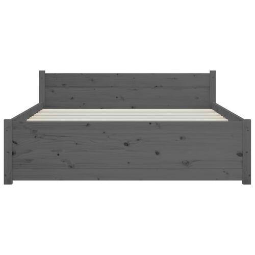 Sengeramme 135x190 cm Double massivt fyrretræ grå