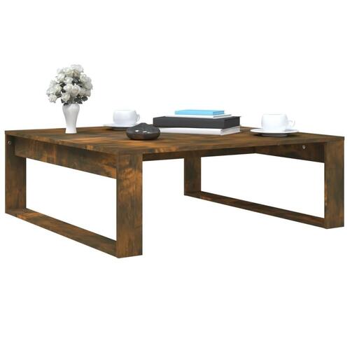 Sofabord 100x100x35 cm konstrueret træ røget egetræsfarve