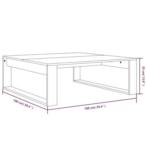 Sofabord 100x100x35 cm konstrueret træ røget egetræsfarve