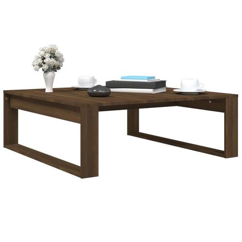 Sofabord 100x100x35 cm konstrueret træ brun egetræsfarve