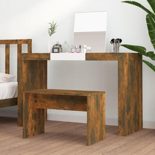 Skammel til makeupbord 70x35x45 cm konstrueret træ røget egetræ