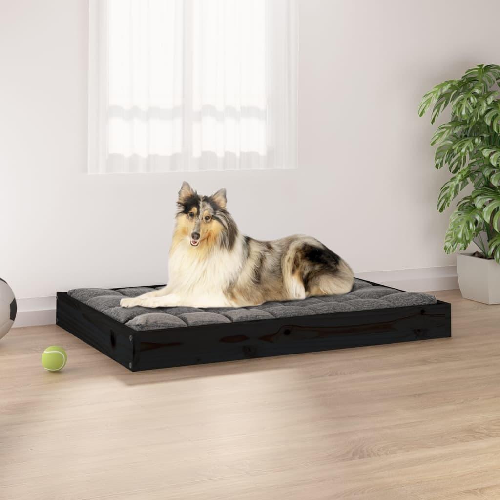 Hundeseng 91,5x64x9 cm massivt fyrretræ sort