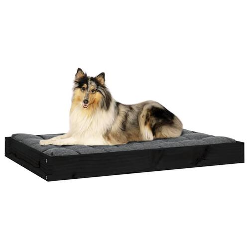 Hundeseng 91,5x64x9 cm massivt fyrretræ sort