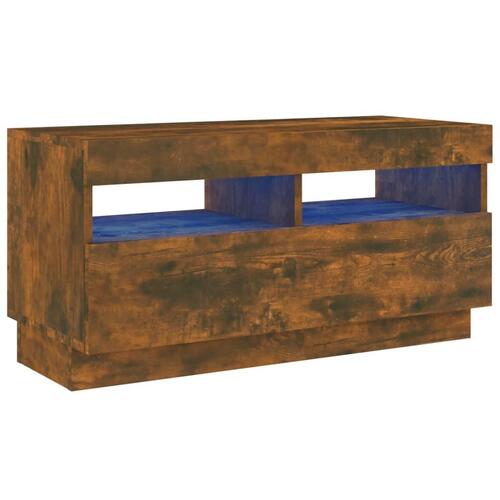 Tv-bord med LED-lys 80x35x40 cm røget eg