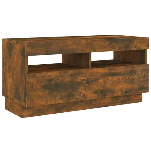 Tv-bord med LED-lys 80x35x40 cm røget eg