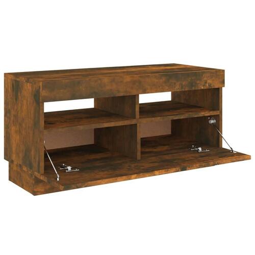 Tv-bord med LED-lys 80x35x40 cm røget eg