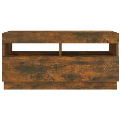 Tv-bord med LED-lys 80x35x40 cm røget eg